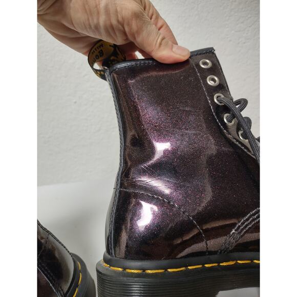 Dr Doc Martens Air Wair Patent Deep Purple Combat Boots Ladies Size 6 Men's sz 5 - Picture 10 of 14